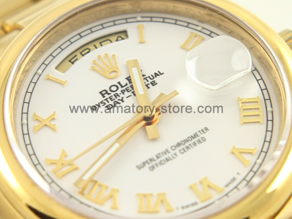 Rolex Day-Date Gold Case White Dial For Men