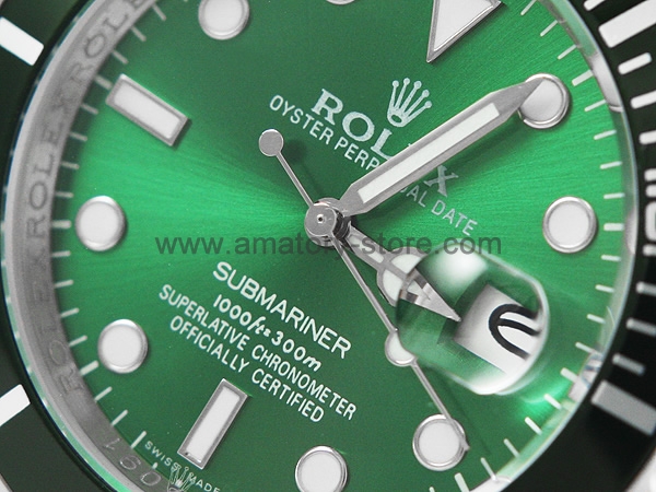 Rolex Submariner Silver Case Green Dial Green Bezel For Men