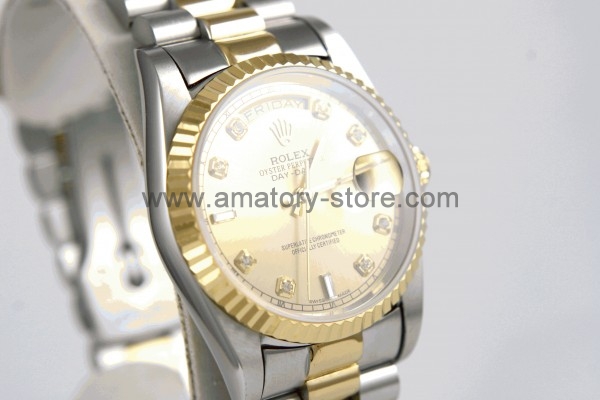 Rolex Day-Date Two Tone Case Gold Dial For Men