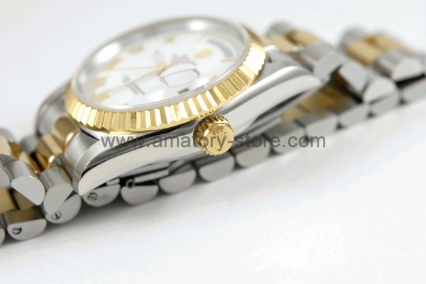 Rolex Day-Date Two Tone Case White Dial For Men