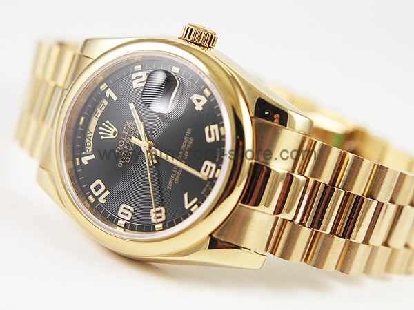 Rolex Day-Date Gold Case Black Dial For Men