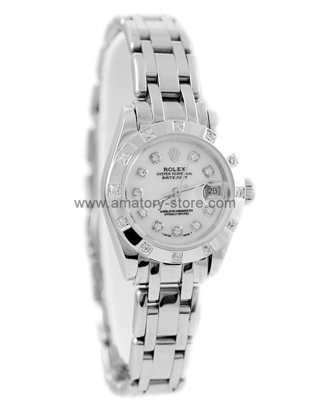 Rolex Date-Just Silver Case White Dial For Women