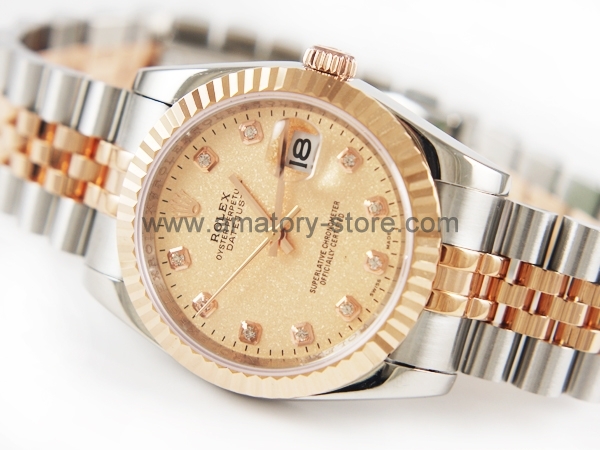 Rolex Date-Just Two Tone Case Rose Gold Dial For Men