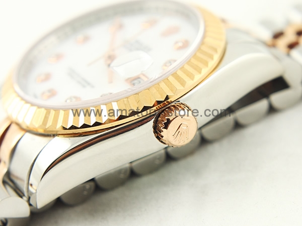 Rolex Date-Just Two Tone Case White Mother Of Pearl Dial For Men