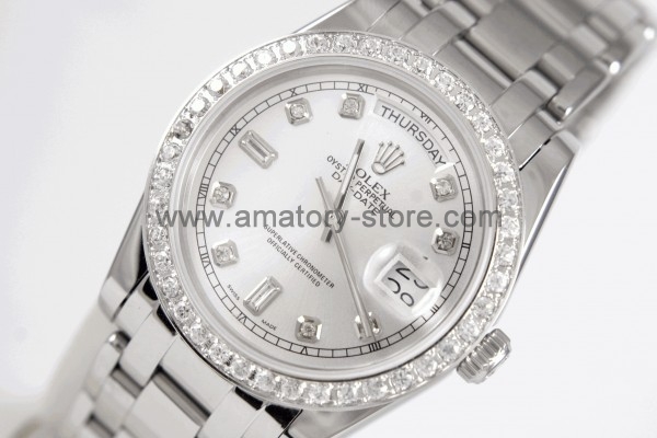 Rolex Day-Date Silver Case Silver Dial For Men