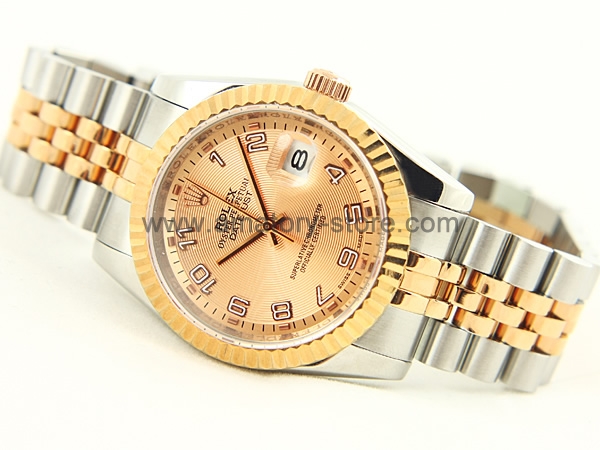 Rolex Date-Just Two Tone Case Rose Gold Dial For Men