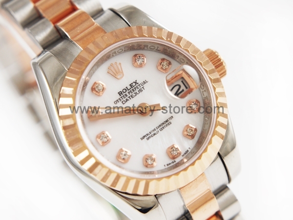 Rolex Date-Just Two Tone Case Pearl Dial For Women