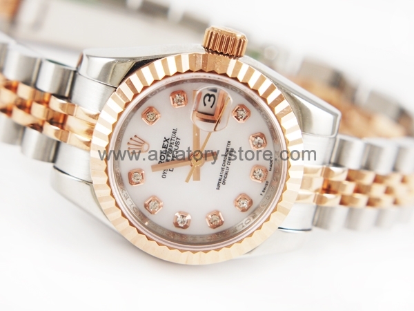 Rolex Date-Just Two Tone Case Pearl Dial For Women