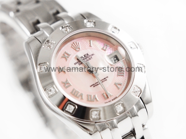 Rolex Date-Just Silver Case Rose Pearl Dial For Women