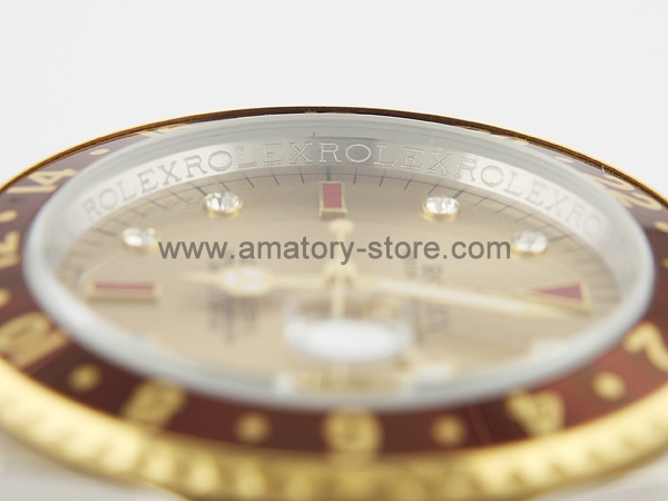 Rolex GMT-Master II Two Tone Case Gold Dial Brown Bezel For Men