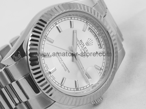 Rolex Day-Date Silver Case Silver Dial For Men