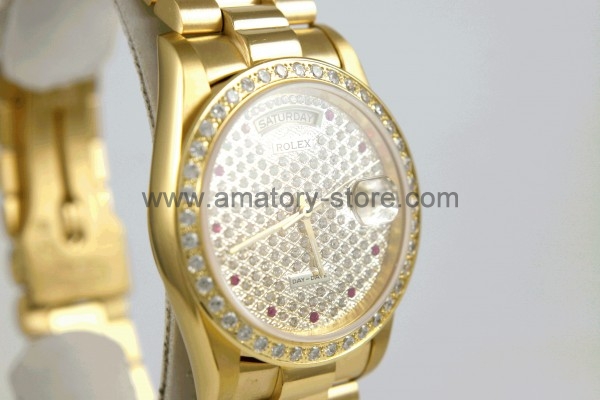 Rolex Day-Date Gold Case Diamonds Dial For Men