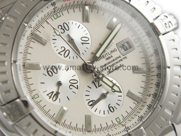 Breitling Windrider Chronograph Silver Case White Dial For Men