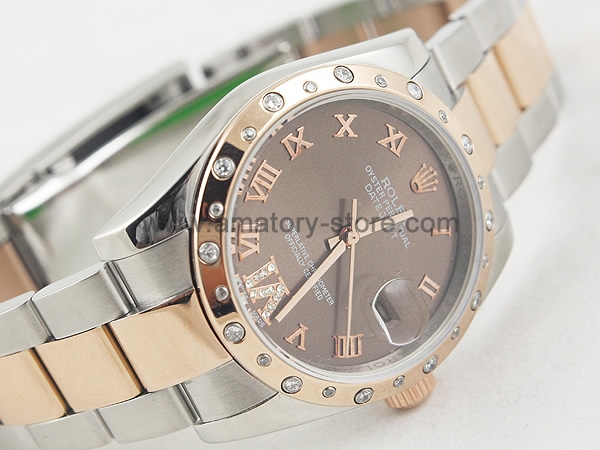 Rolex Date-Just Two Tone Case Brown Dial For Men