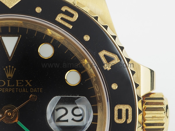 Rolex GMT Master II Ceramic Bezel Gold Case Black Dial For Men