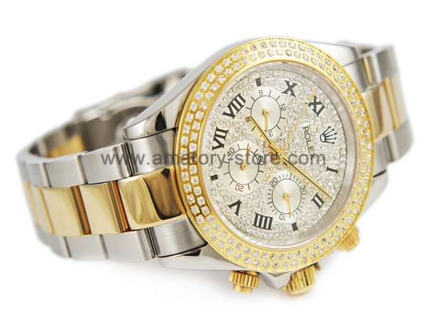 Rolex Daytona Two Tone Case Diamonds Dial For Men