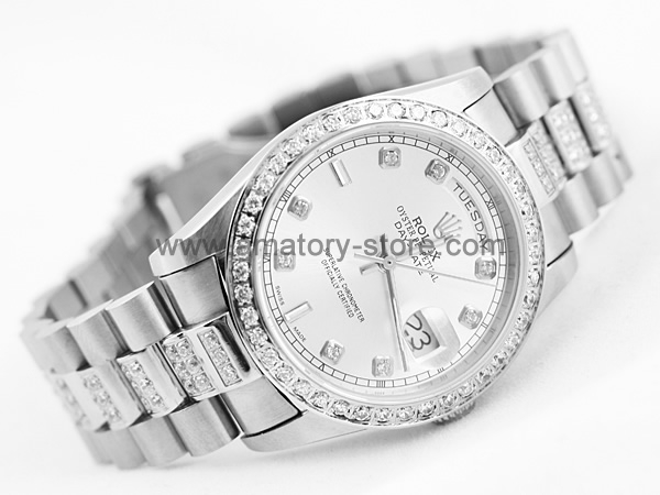 Rolex Day-Date Silver Case Silver Dial For Men