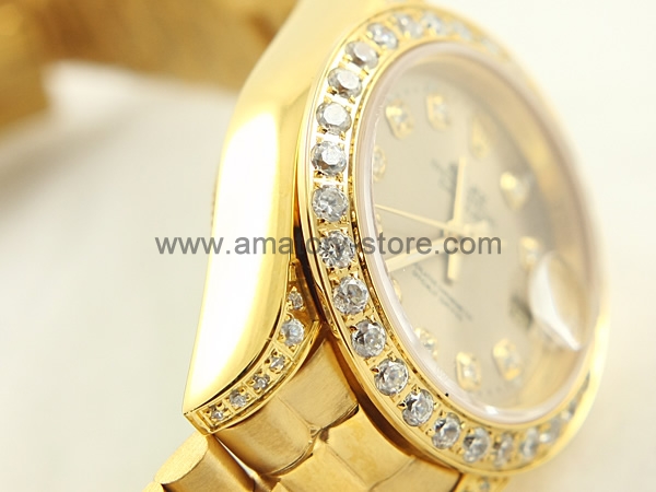 Rolex Date-Just Gold Case Champagne Dial For Women