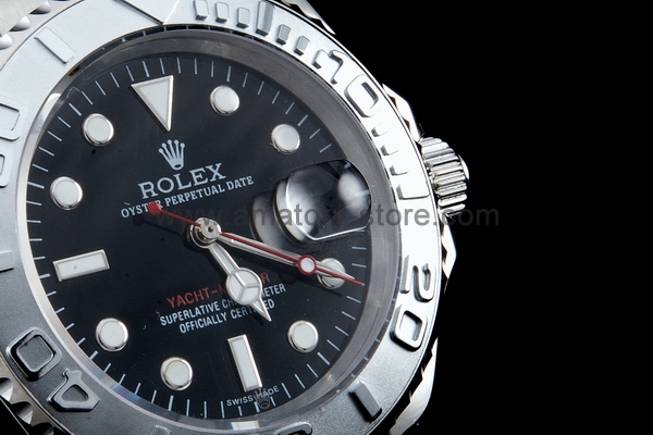 Rolex Yacht-Master Silver Case Black Dial For Men