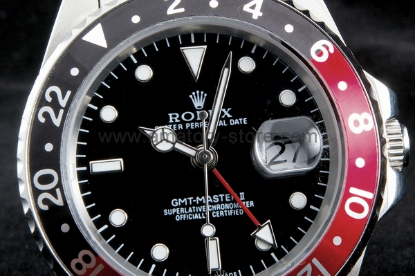 Rolex GMT-Master II Silver Case Black Dial For Men