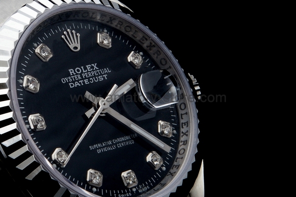 Rolex Date-Just Silver Case Black Dial For Men