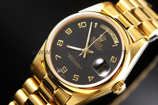 Rolex Day-Date Gold Case Black Dial For Men