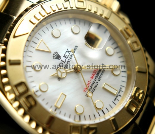 Rolex Yacht-Master Gold Case White Dial For Men