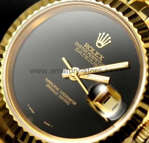 Rolex Date-Just Gold Case Black Dial For Men