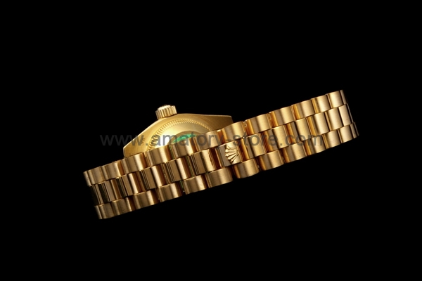 Rolex Date-Just Gold Case Gold Dial For Women