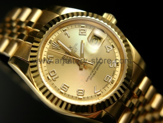 Rolex Date-Just Gold Case Gold Dial For Men