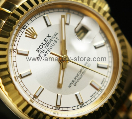 Rolex Date-Just Gold Case White Dial For Men