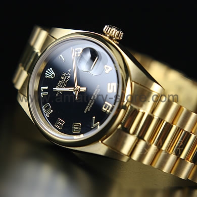 Rolex Date-Just Gold Case Black Dial For Men