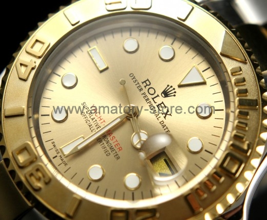 Rolex Yacht-Master Silver Case Gold Dial For Men