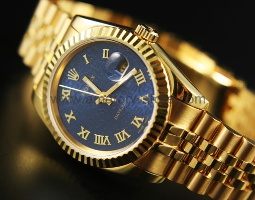 Rolex Date-Just Gold Case Blue Dial For Men