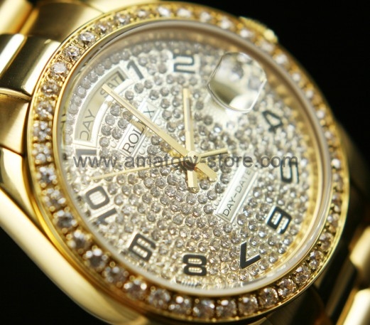 Rolex Day-Date Gold Case Gold and Diamonds Dial For Men