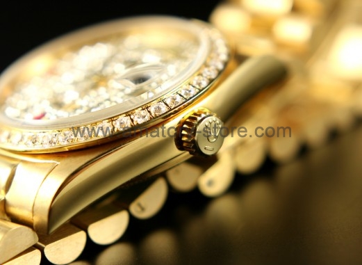 Rolex Day-Date Gold Case Gold and Diamonds Dial For Men