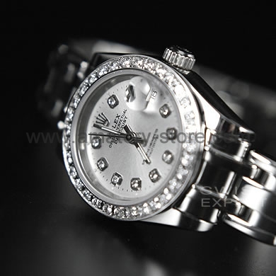 Rolex Date-Just Silver Case Silver Dial For Women