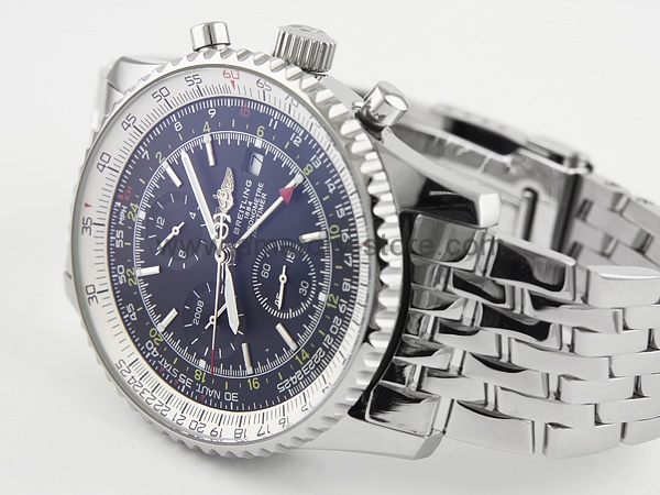 Breitling Navitimer World Silver Case Black Dial For Men