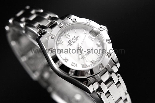 Rolex Date-Just Silver Case White Dial For Women