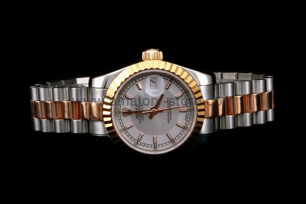 Rolex Date-Just Silver Case White Dial For Women