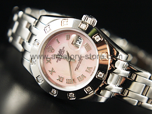 Rolex Date-Just Gold Case Pink Dial For Women