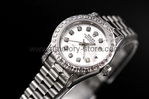 Rolex Date-Just Silver Case Silver Dial For Women