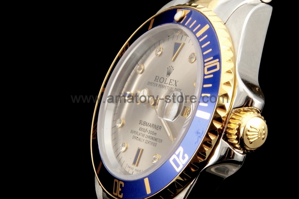 Rolex Submariner Silver Case Gold Dial For Men