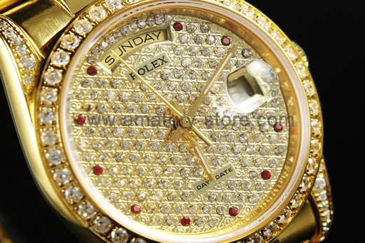 Rolex Day-Date Gold Case Diamonds Dial For Men