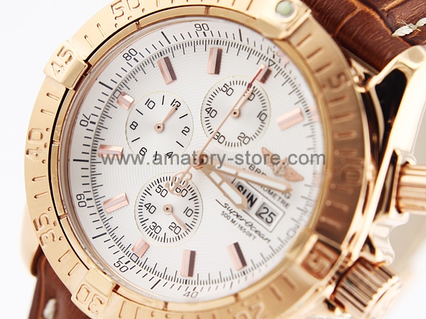 Breitling Superocean Rose Gold Case White Dial For Men