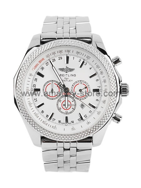 Breitling Bentley Motors Silver Case White Dial For Men