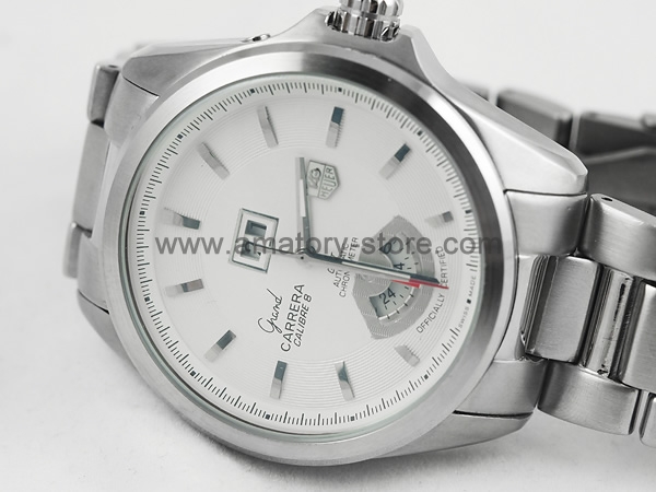 Tag Heuer Carrera Calibre 8 Silver Case White Dial For Men