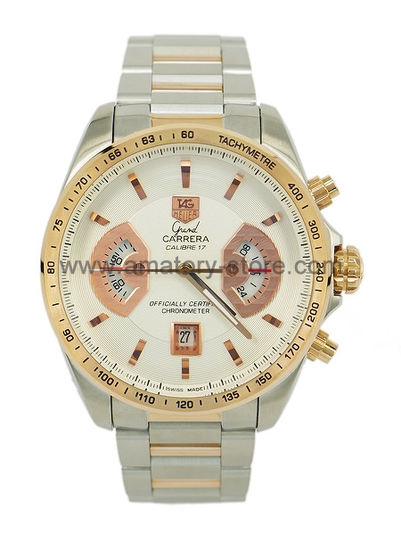 Tag Heuer Carrera Calibre 17 Two Tone Case White Dial For Men