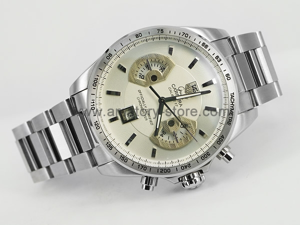 Tag Heuer Carrera Calibre 17 Silver Case White Dial For Men