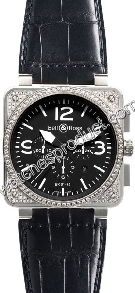 Bell & Ross Black Quarter Arabic Dial Mens Watch BR01-94